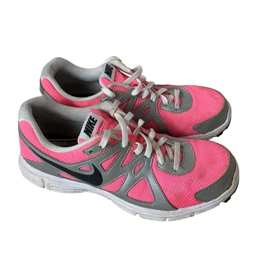 Nike Revolution 2 Youth Pink Gray Sneaker Shoe Size 7Y​​​​​​​